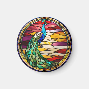 Peacock on Pink Magnet