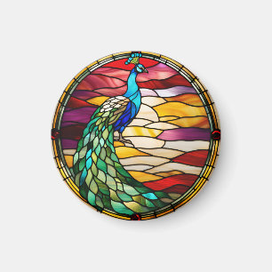 Peacock on Pink Magnet