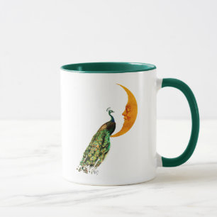 Peacock on the Moon Mug