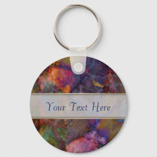 Peacock Ore Chalcopyrite Marble Key Ring