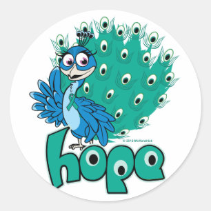 Peacock Ovarian Cancer Classic Round Sticker