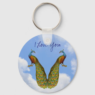 Peacock Pair I Love You Key Ring