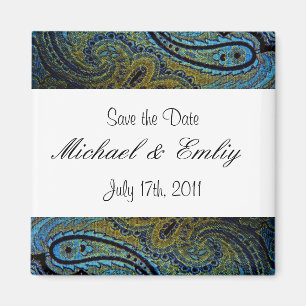Peacock Paisley Indian Wedding Invitations Magnet
