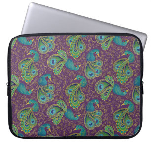 Peacock Paisley Pattern Purple Laptop Sleeve