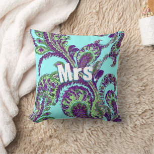 Peacock Paisley Purple and Green Choose Colours Cushion