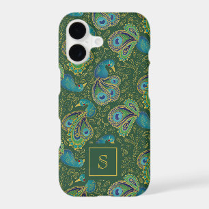 Peacock Paisley Royal Green Monogram