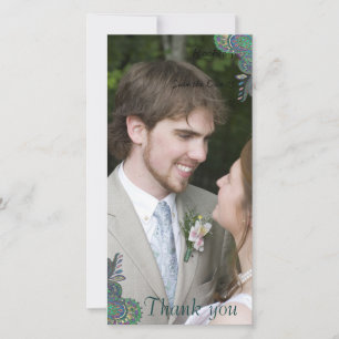 Peacock Paisley Wedding Thank You Photo Cards