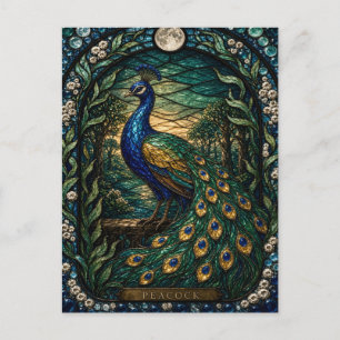 Peacock Palace Garden Illumina Stained Glass Postcard