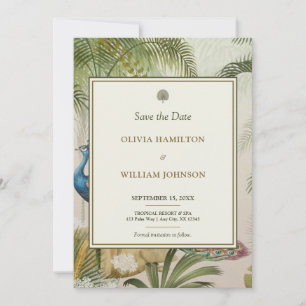 Peacock Palm Wedding Save the Date