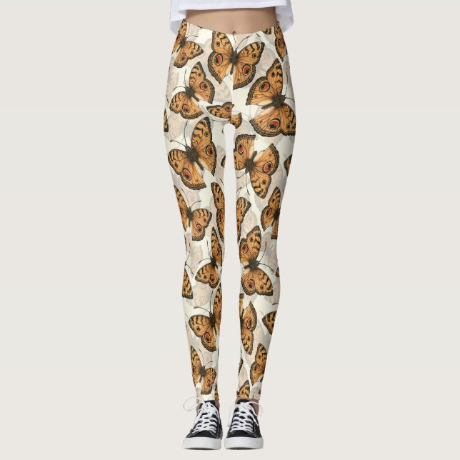 Peacock pansy butterfly pattern leggings (Front)