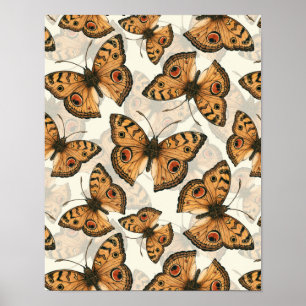 Peacock pansy butterfly pattern poster