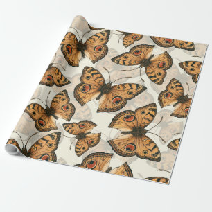 Peacock pansy butterfly pattern wrapping paper