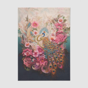 Peacock Paradise: Ornate Floral & Feather Art Tissue Paper