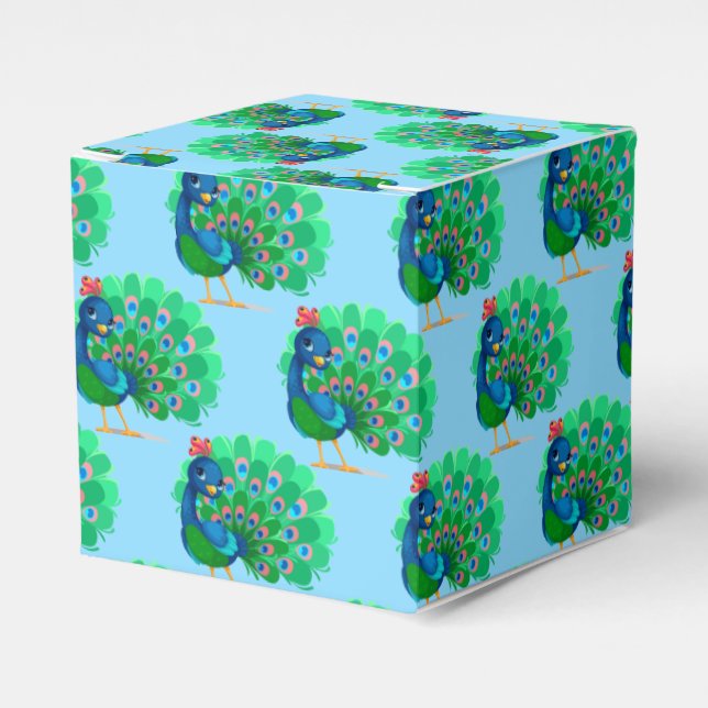 Peacock Party Favour Box (Front Side)