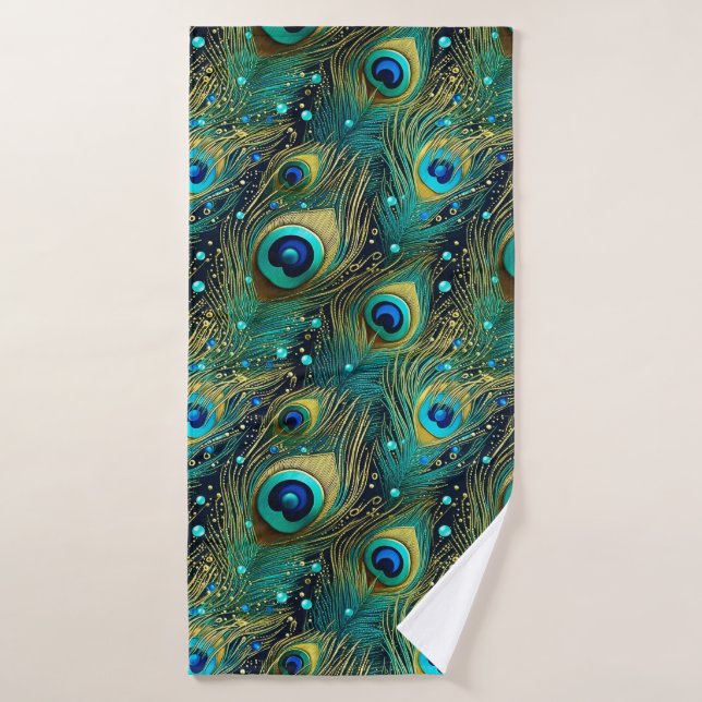 Peacock Passion Throw Pillow Bath Towel (Bath Towel)