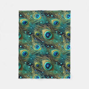 Peacock Passion Throw Pillow Fleece Blanket