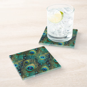 Peacock Passion Throw Pillow Glass Coaster