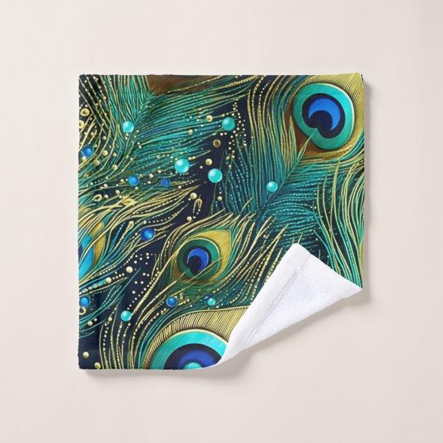 Peacock Passion Throw Pillow Wash Cloth (Wash Cloth)