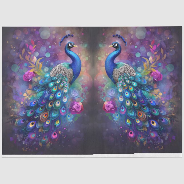 Peacock Pastel Mirror Image Tissue Paper (Front)