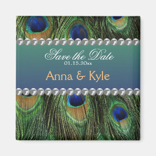 Peacock Pattern and Pearls Magnet