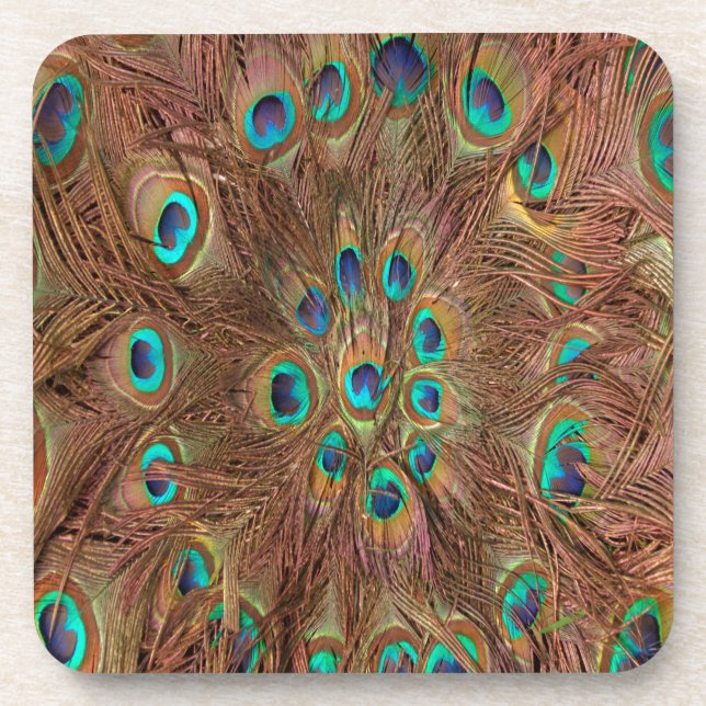 Peacock pattern Background Coaster (Front)