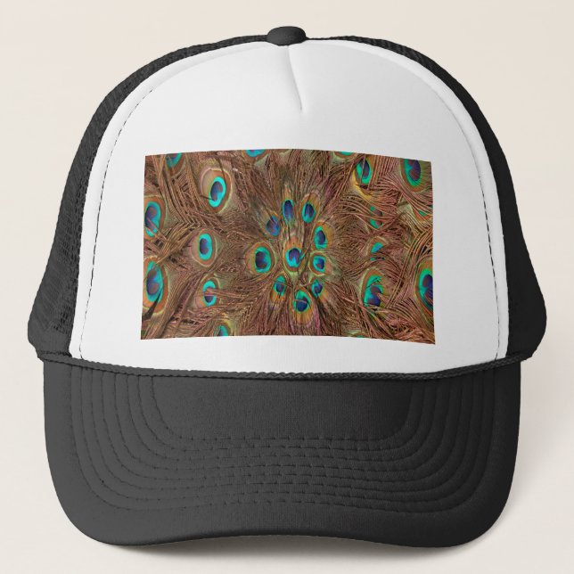 Peacock pattern Background Trucker Hat (Front)