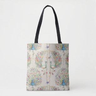 Peacock Pattern, Beautiful Tropical Floral Tote Bag