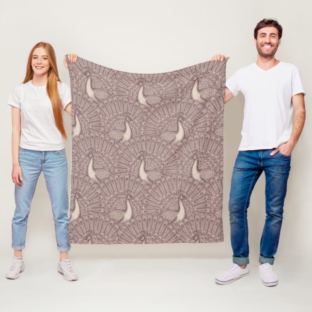 peacock pattern fleece blanket (In Situ)