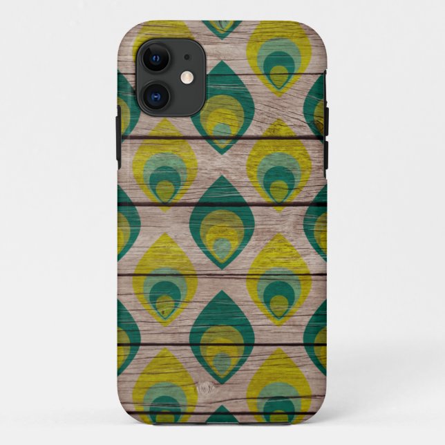 Peacock Pattern On Wood iPhone 5/5S Case (Back)