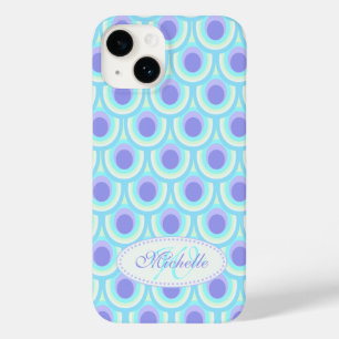 Peacock pattern purple blue name  Case-Mate iPhone 14 case