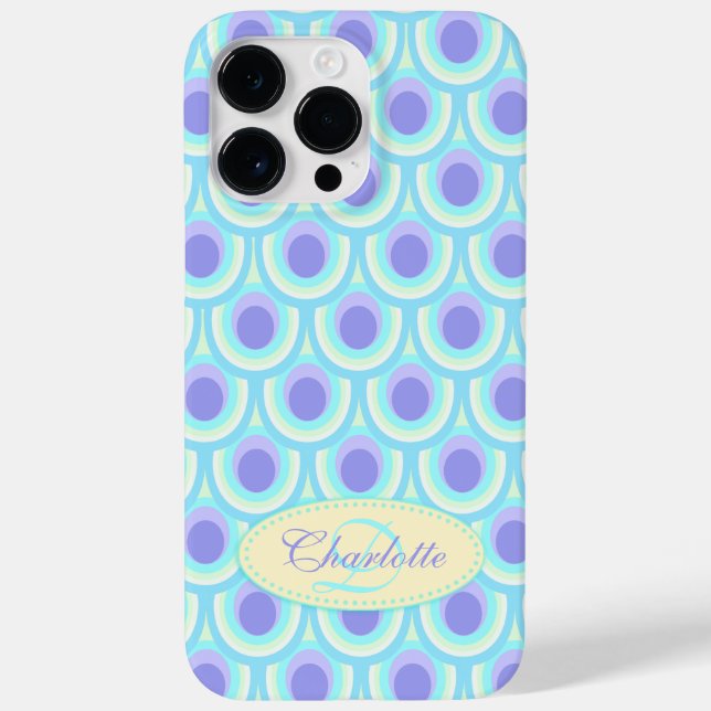 Peacock pattern purple blue name  Case-Mate iPhone case (Back)
