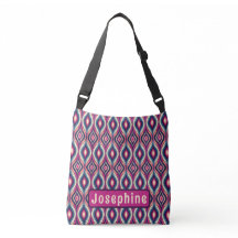 Peacock Pattern Purple Personalised Crossbody Bag