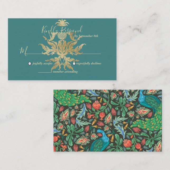 Peacock Pattern Teal Enclosure Card (Front/Back)