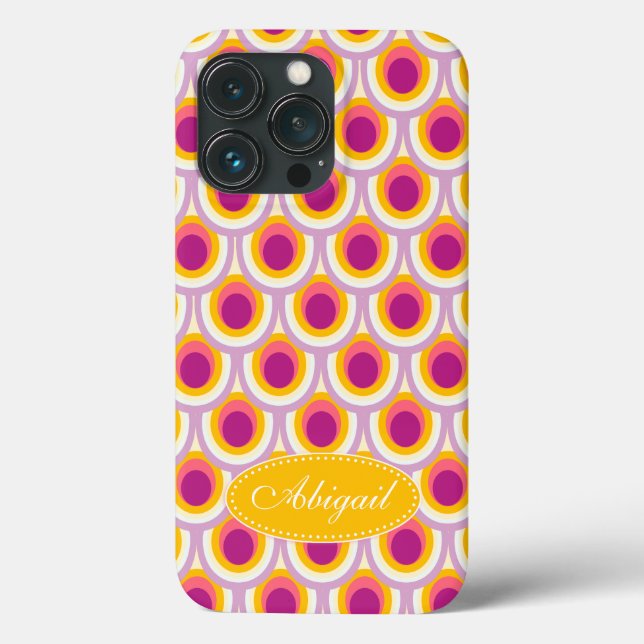 Peacock pattern yellow pink name  Case-Mate iPhone case (Back)