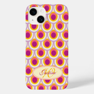 Peacock pattern yellow pink name iphone case