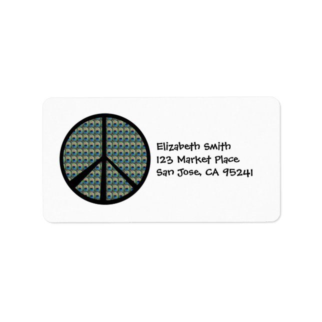 Peacock Peace Sign Address Labels (Front)