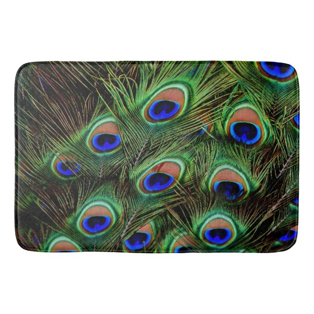 Peacock Peacocks Feathers bathmat bath mat (Front)