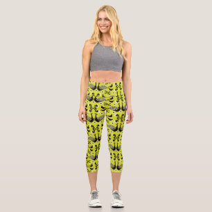 Peacock Peafowl Bird Folk Art Capri Leggings