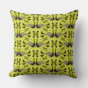 Peacock Peafowl Bird Folk Art Cushion