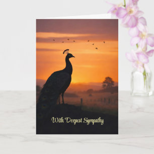 Peacock Peafowl Sympathy Loss Silhouetted Sunset Card