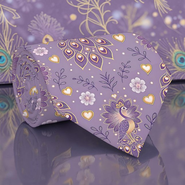 Peacock Peahen Pattern Necktie Tie (Creator Uploaded)