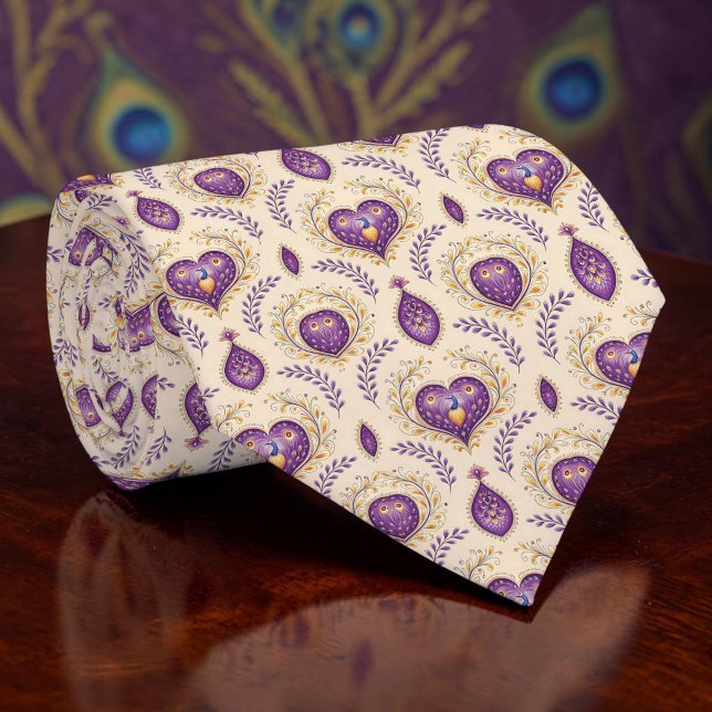 Peacock Peahen Pattern Necktie Tie (Creator Uploaded)