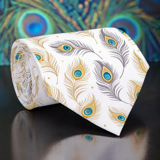 Peacock Peahen Pattern Necktie Tie