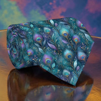 Peacock Peahen Pattern Necktie Tie