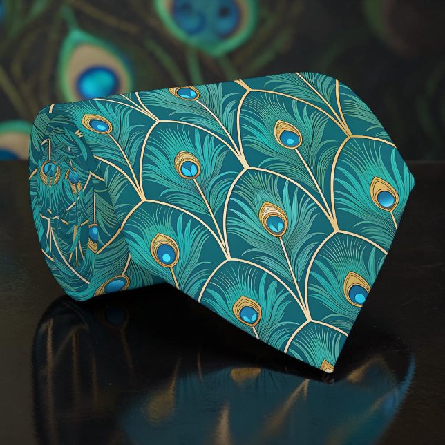 Peacock Peahen Pattern Necktie Tie (Creator Uploaded)