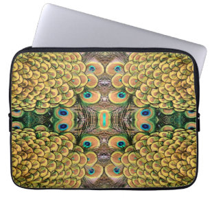 Peacock Peahen Peafowl Feathers Colourful Mirror Laptop Sleeve
