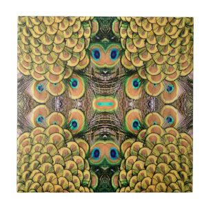 Peacock Peahen Peafowl Feathers Colourful Mirror Tile