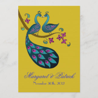 Peacock-Peahen Save the Date (mustard)