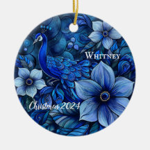 Peacock Personalised Christmas Ornament