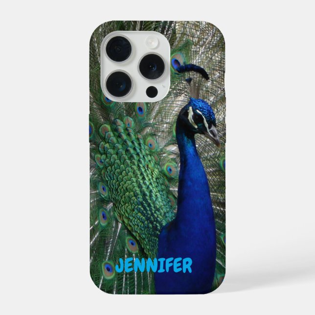 Peacock Personalised iPhone Cell Phone Cover (Back)